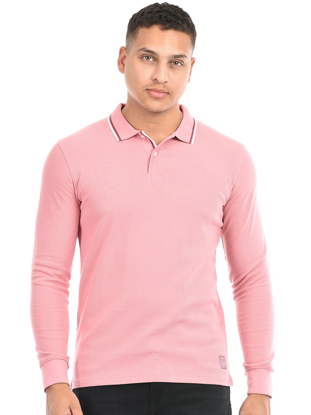 

Octave Polo Collar Long Sleeves Cotton T-shirt, Peach