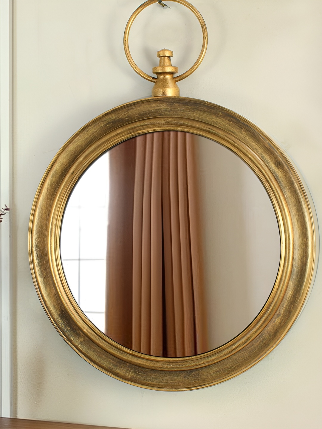 

TIED RIBBONS Metallic-Toned Framed Round Wall Mirror