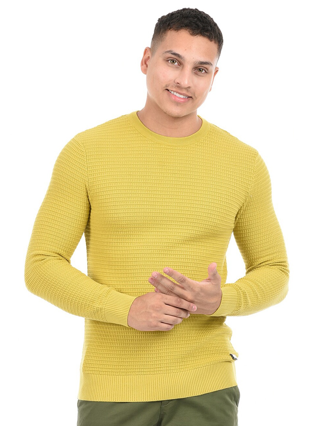 

Octave Self Design Pure Cotton Pullover, Yellow