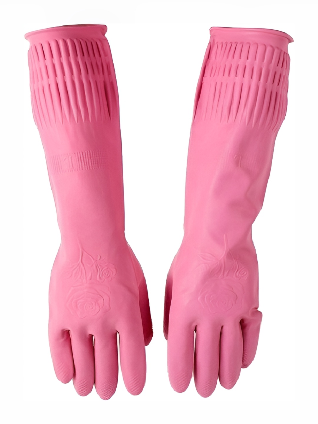 

RBGIIT Pink 1 Pair Long Sleeves Waterproof Multi-purpose Cleaning Gloves