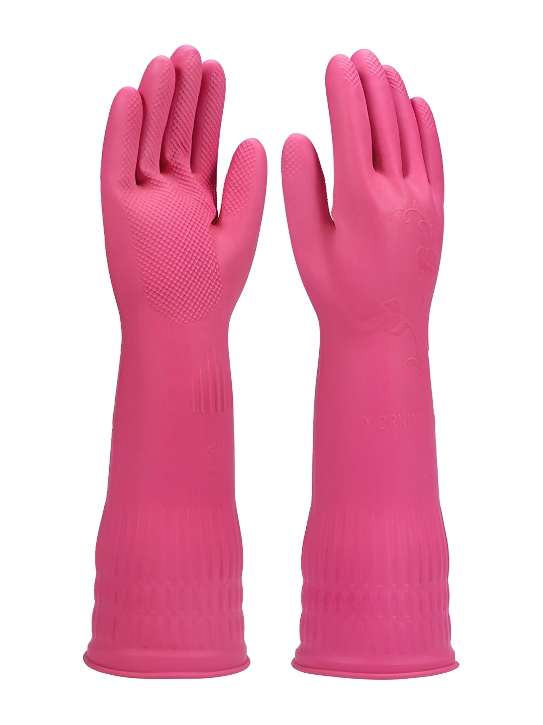 

RBGIIT Pink 2 Pieces Textured Anti Slip Cleaning Gloves