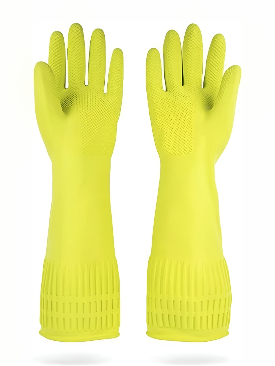 

RBGIIT Lime Green 1 pair Rubber Waterproof Multi-Purpose Elbow-Length Cleaning Gloves