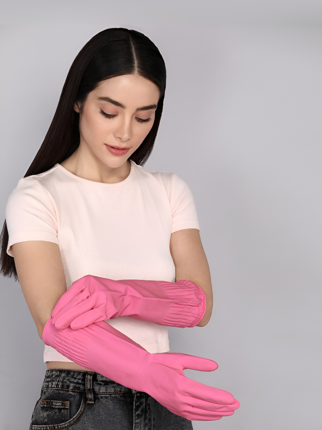 

RBGIIT Pink 2 Pieces Rubber Cleaning Gloves