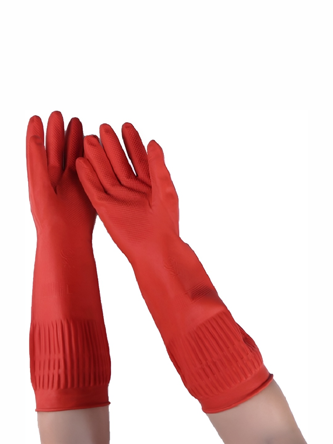 

RBGIIT Red 2 Pieces Textured Anti Slip Cleaning Gloves