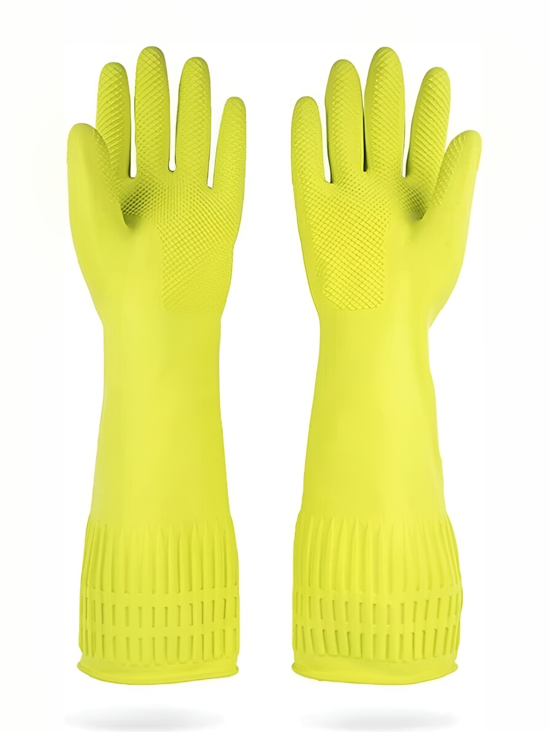 

RBGIIT Yellow 2 Pieces Textured Anti Slip Cleaning Gloves