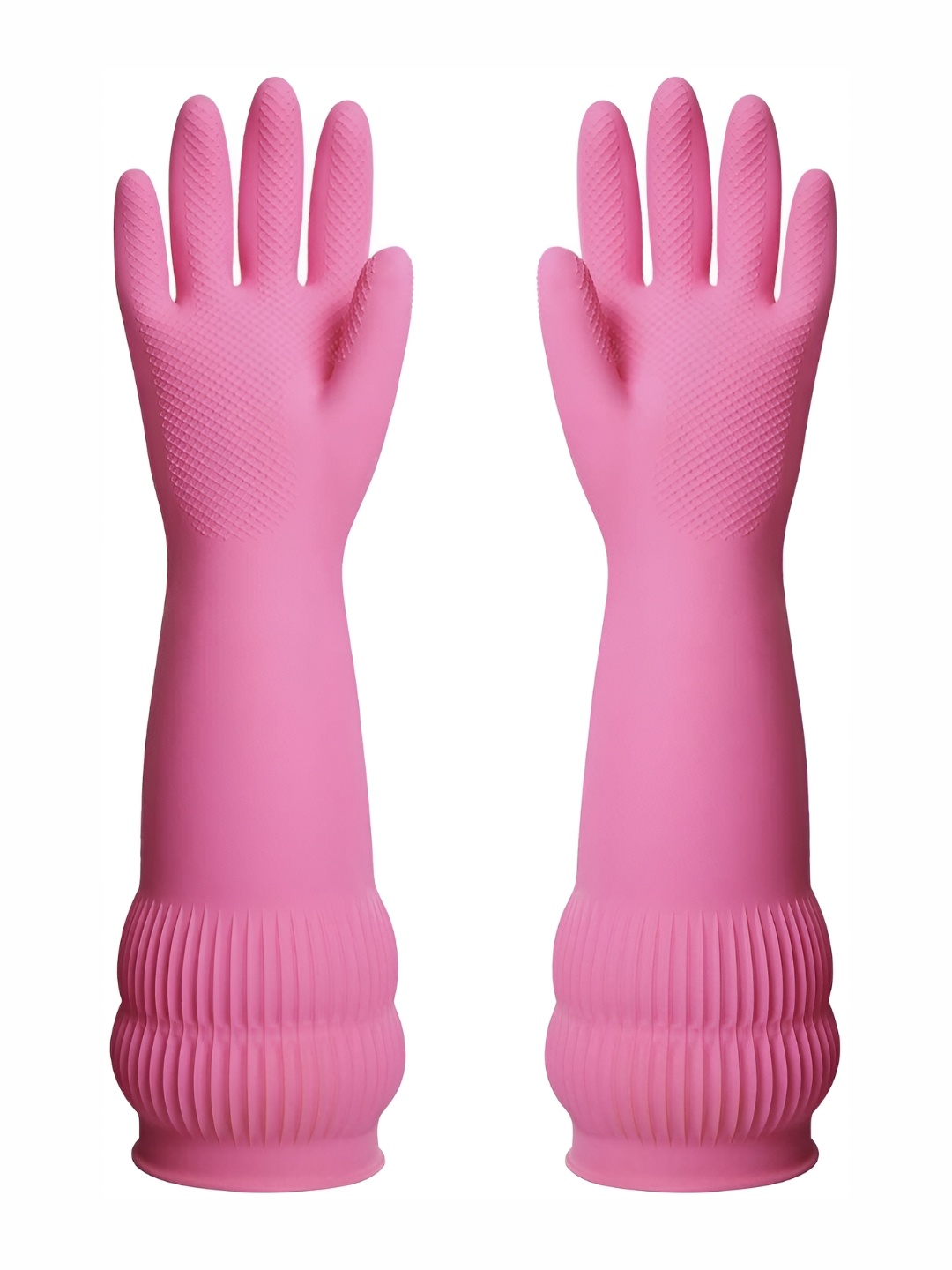 

RBGIIT Pink 2 Pieces Textured Anti Slip Cleaning Gloves