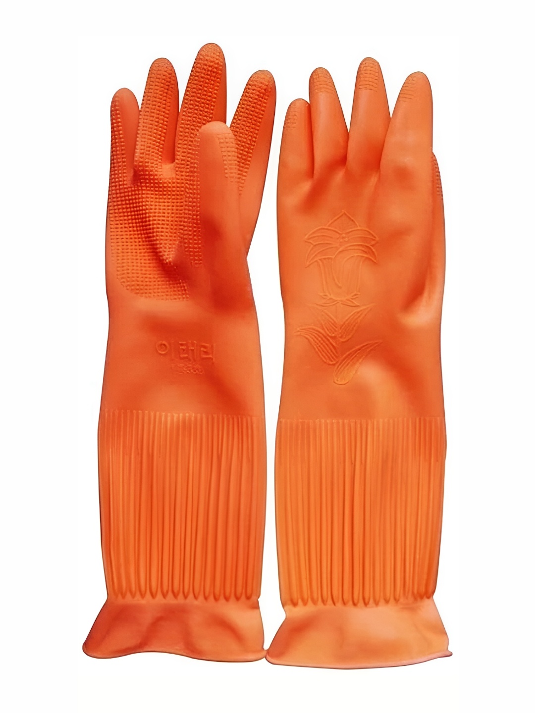 

RBGIIT Orange 2 Pcs Cleaning Rubber Reusable & Waterproof Kitchen Gloves