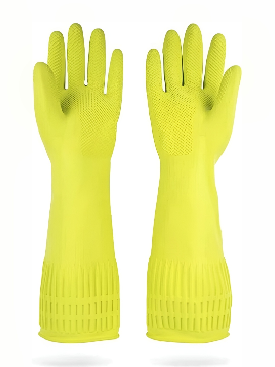 

RBGIIT Yellow 2 Pieces Textured Anti Slip Cleaning Gloves