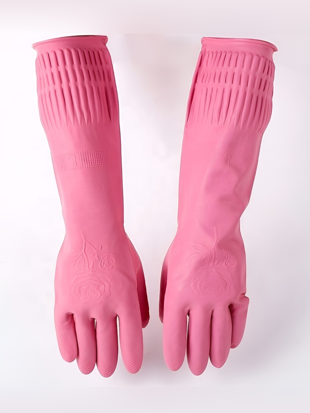 

RBGIIT Pink 2 Pieces Textured Anti Slip Cleaning Gloves, Multi