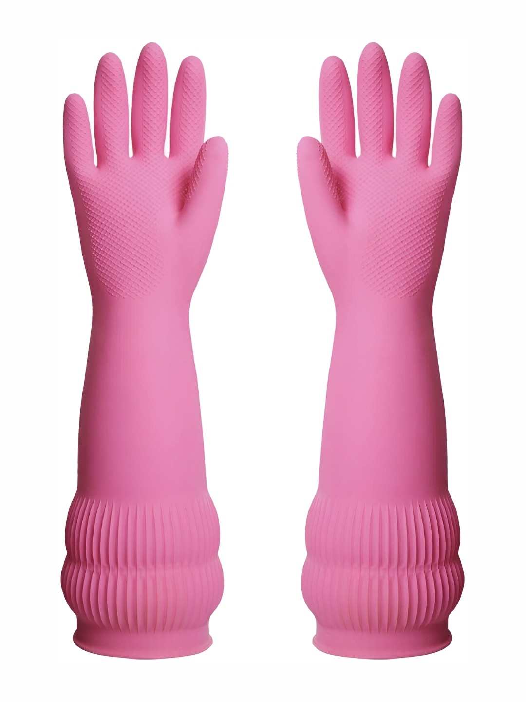 

RBGIIT Pink 2 Pieces Long Sleeves Waterproof Cleaning Kitchen Gloves