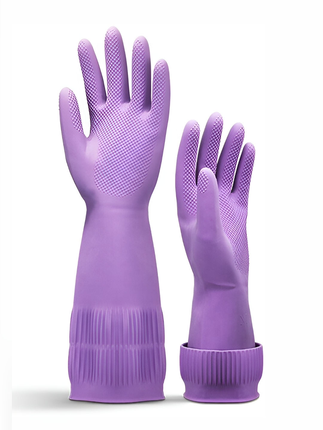 

RBGIIT 2 Pcs Purple Non-Slip Cotton Lining Washing Glove