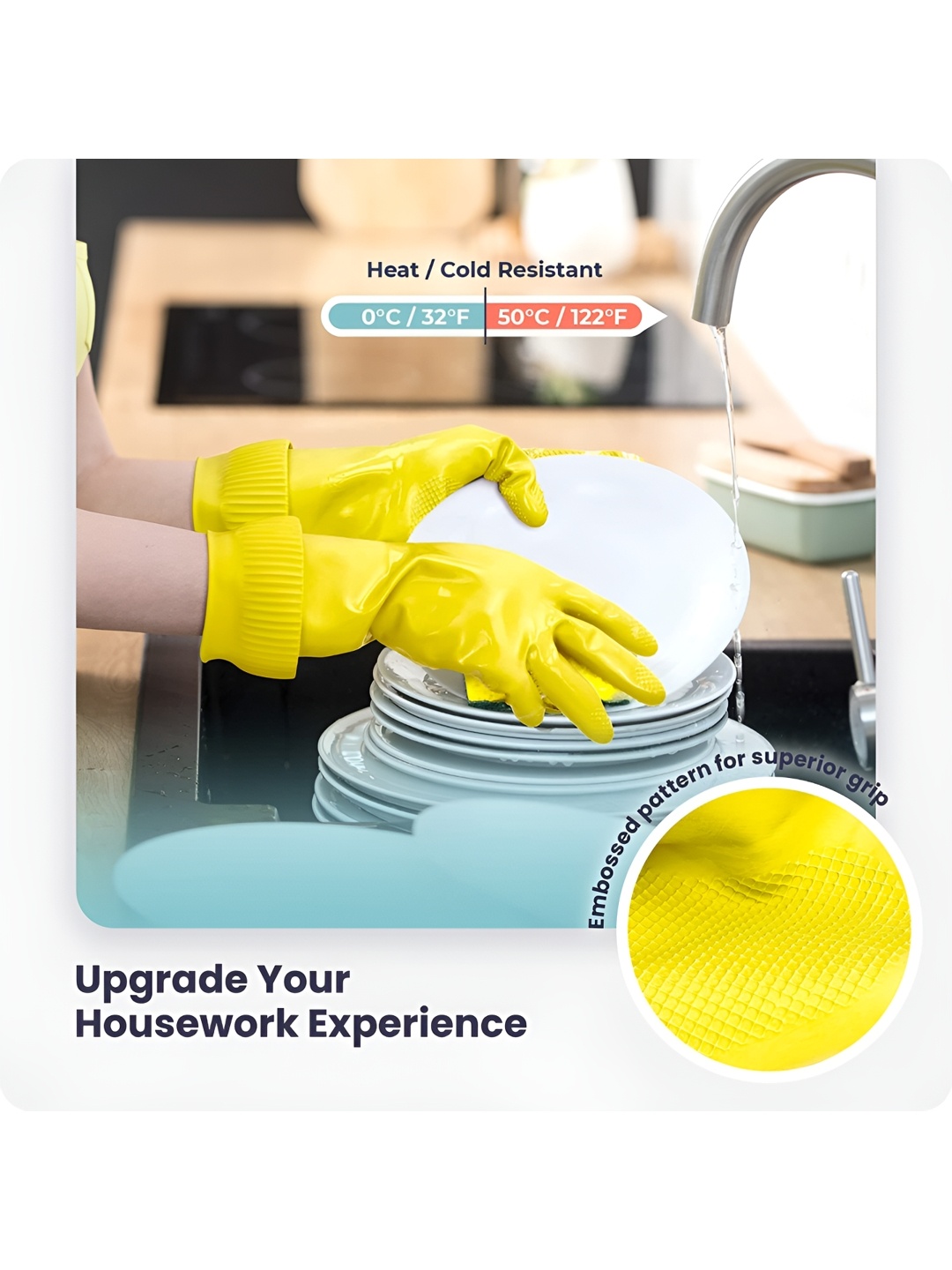 

RBGIIT Yellow Koren Anti Slip Cleaning Gloves