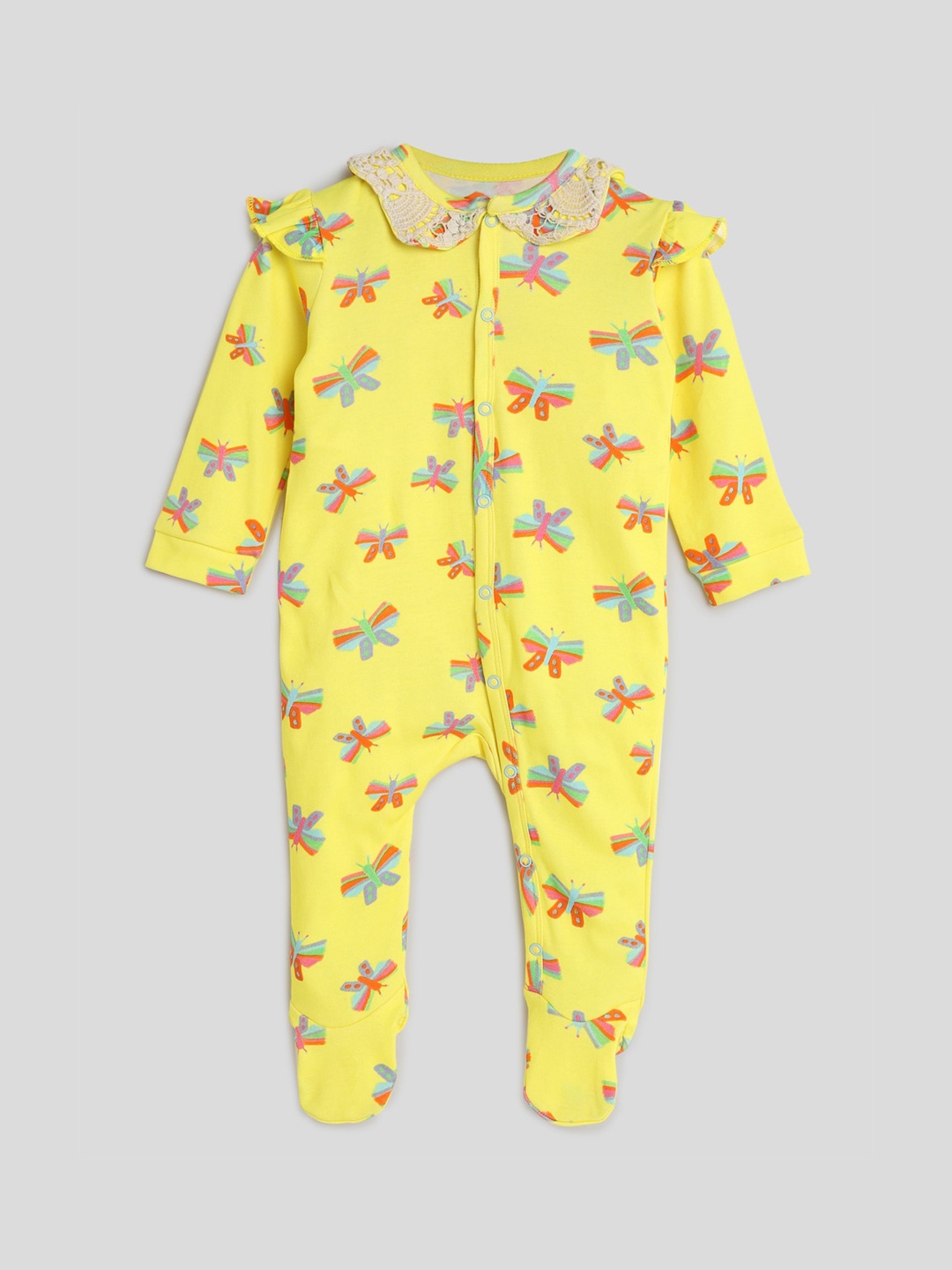 

Somersault Infant Girls Printed Pure Cotton Sleepsuit, Yellow