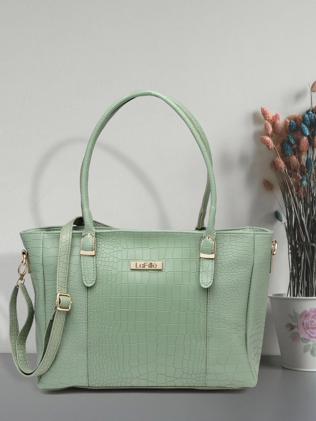 

LaFille Oversized Structured Handheld Bag, Green