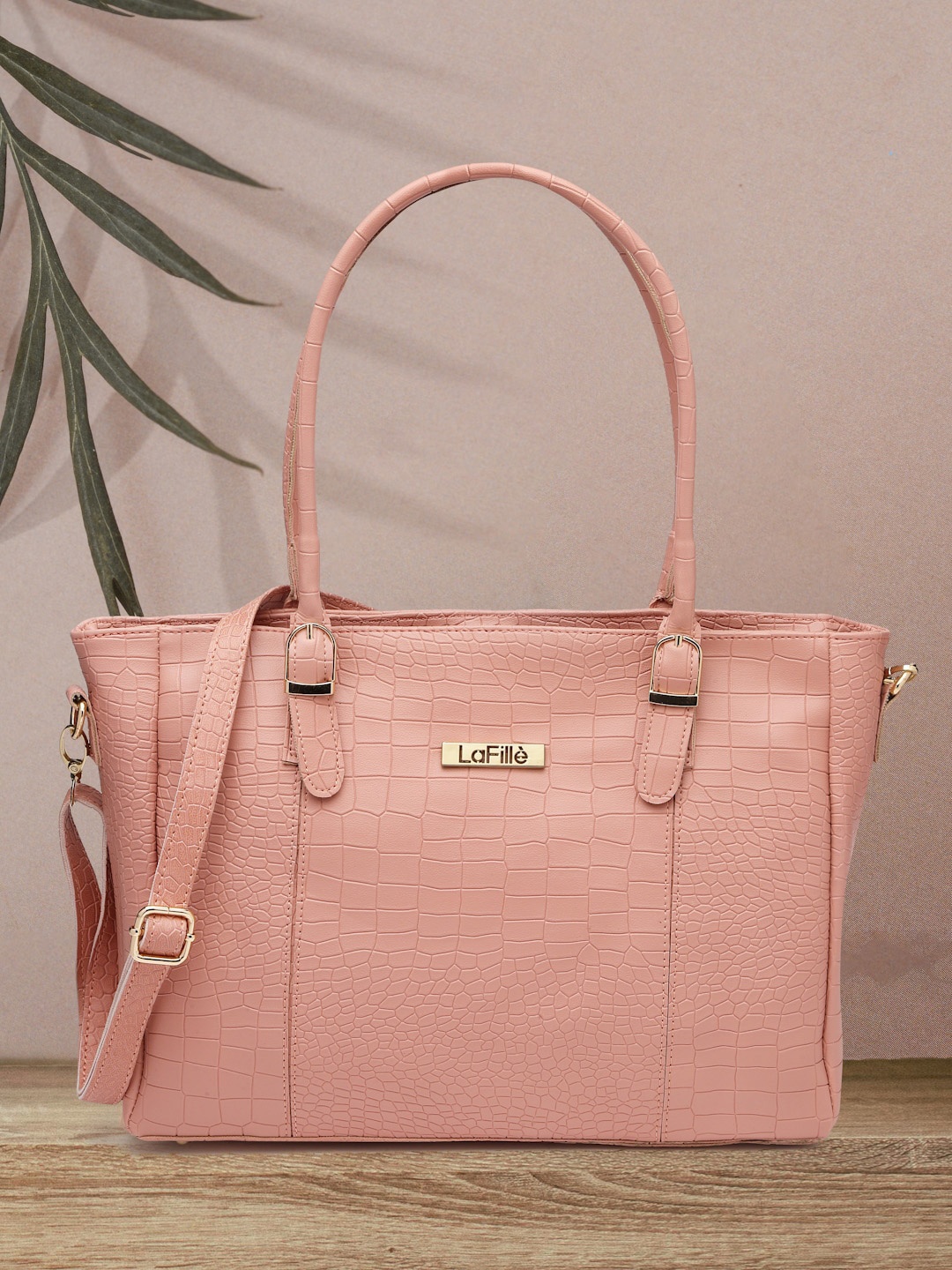 

LaFille Textured Structured Handheld Bag, Peach