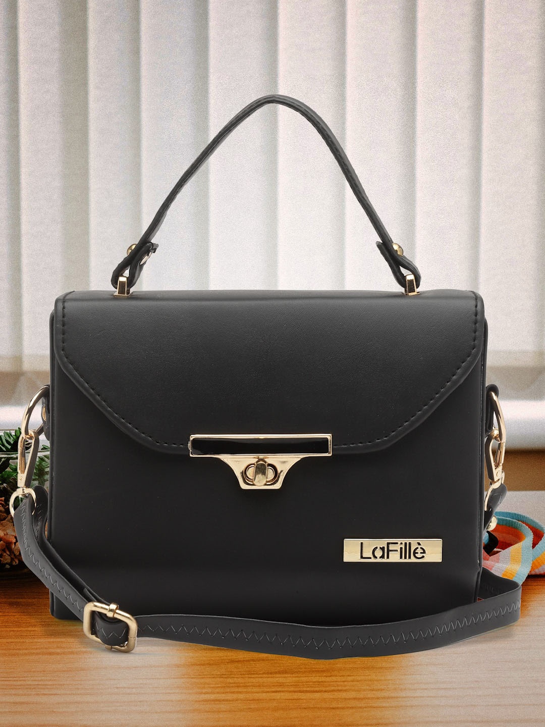 

LaFille Structured Satchel Bag, Black