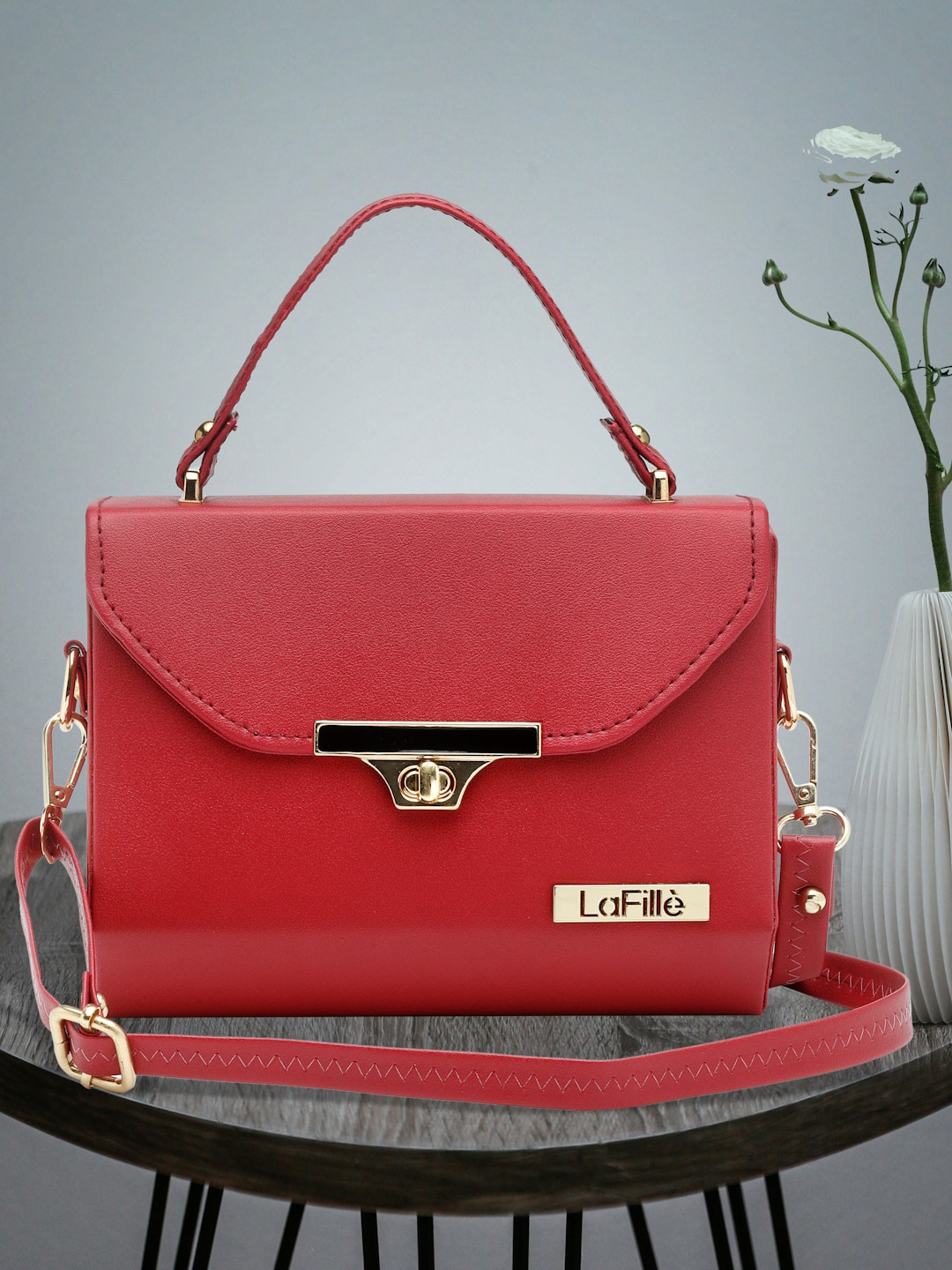 

LaFille Structured Handheld Bag, Maroon