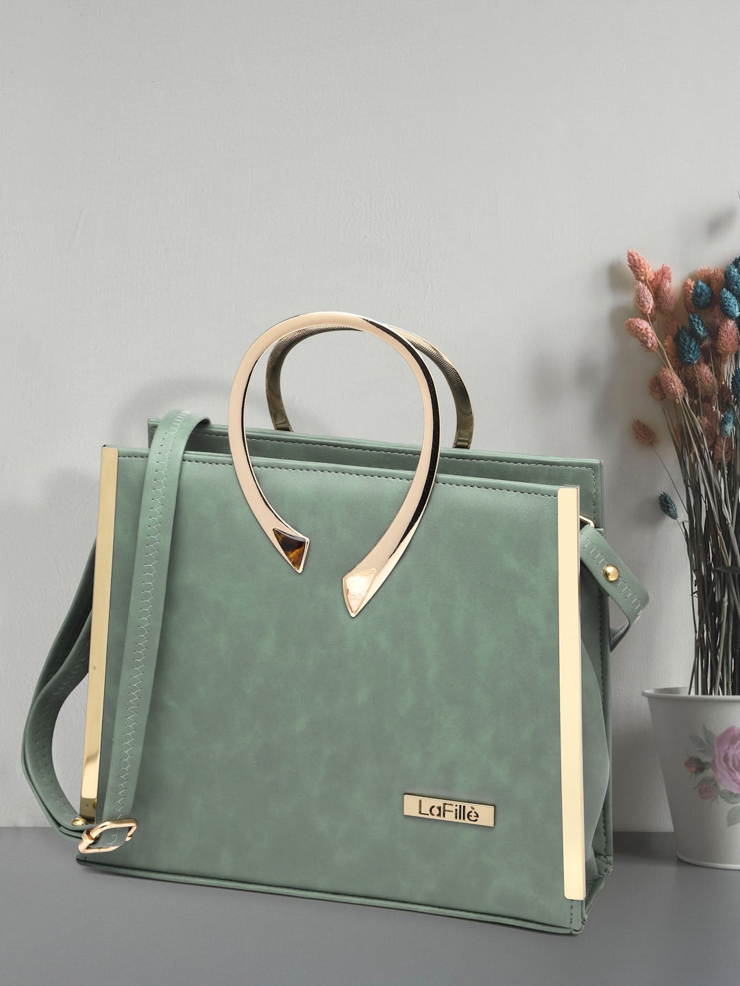

LaFille Structured Satchel Bag, Sea green
