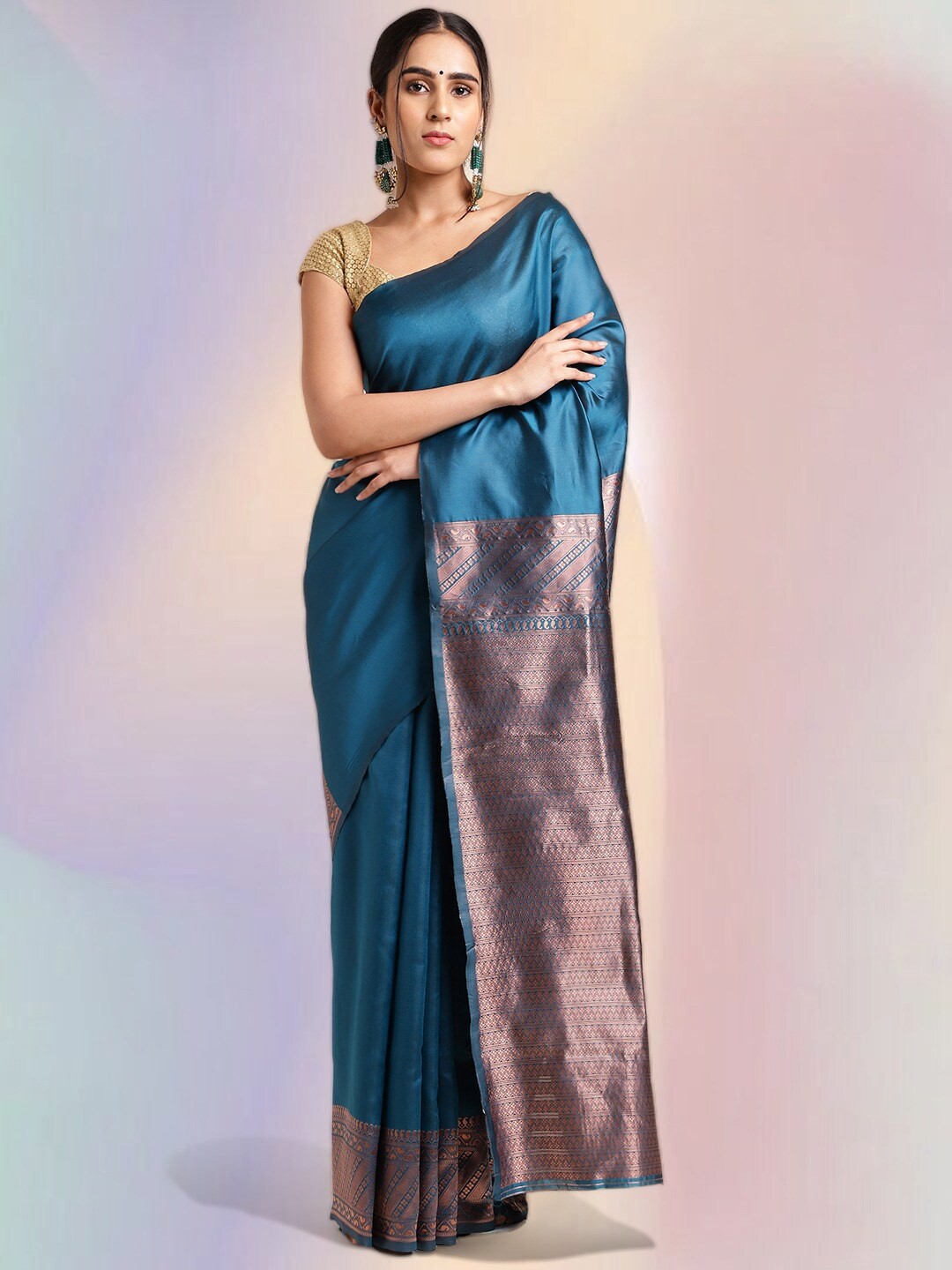 

MORLY Woven Design Zari Kanjeevaram Saree, Blue