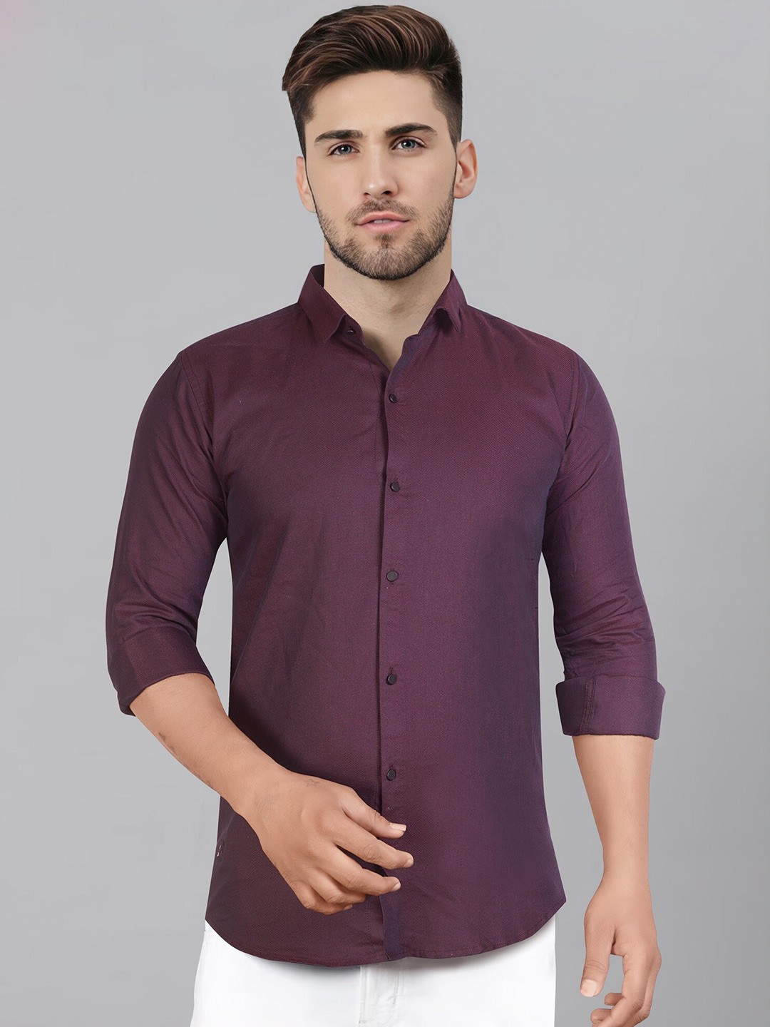 

Jb Just BLACK Premium Slim Fit Cotton Party Shirt, Purple