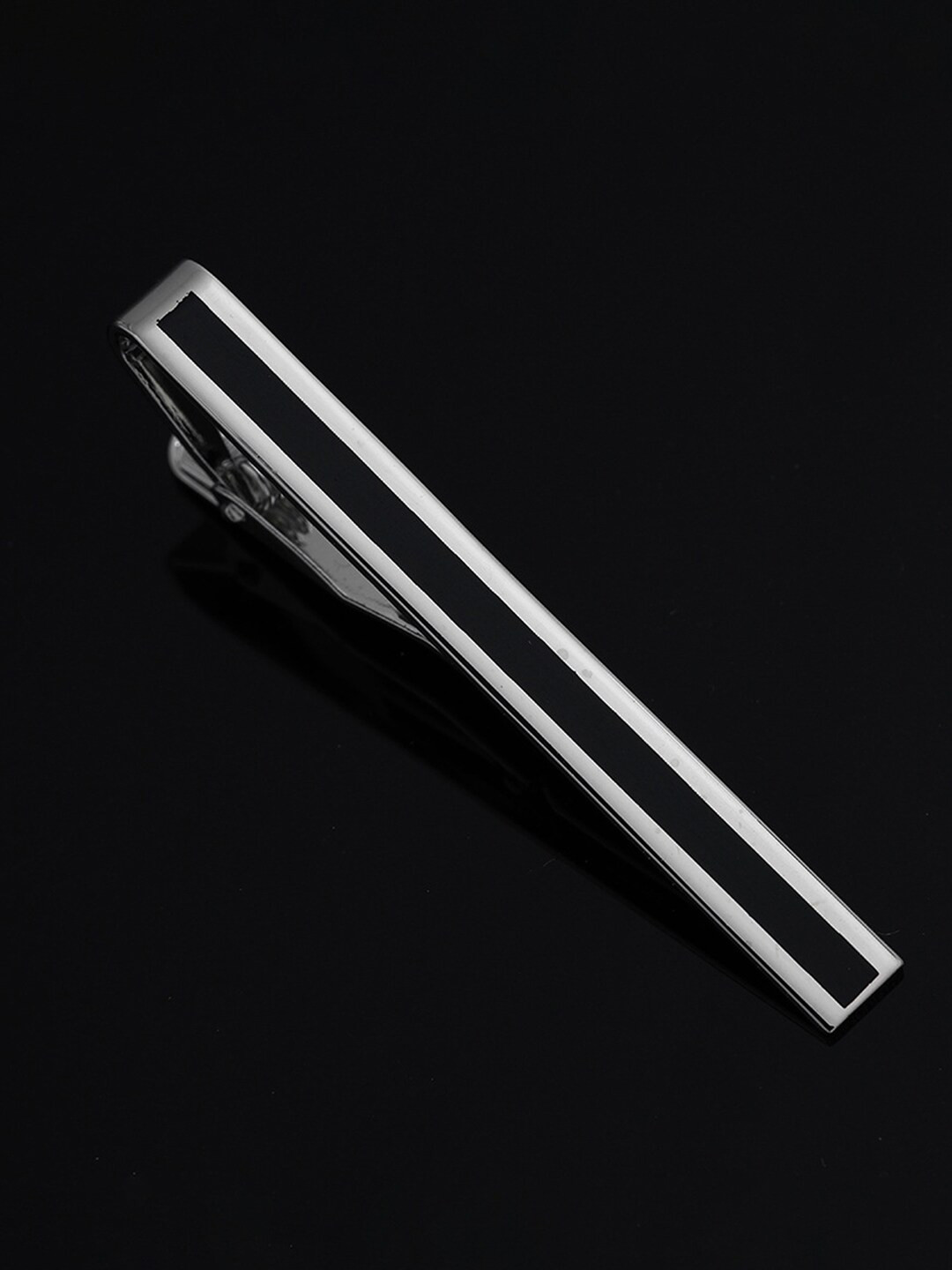 

Peora Men Silver Plated Stainless Steel Classic Tie Pin, Black