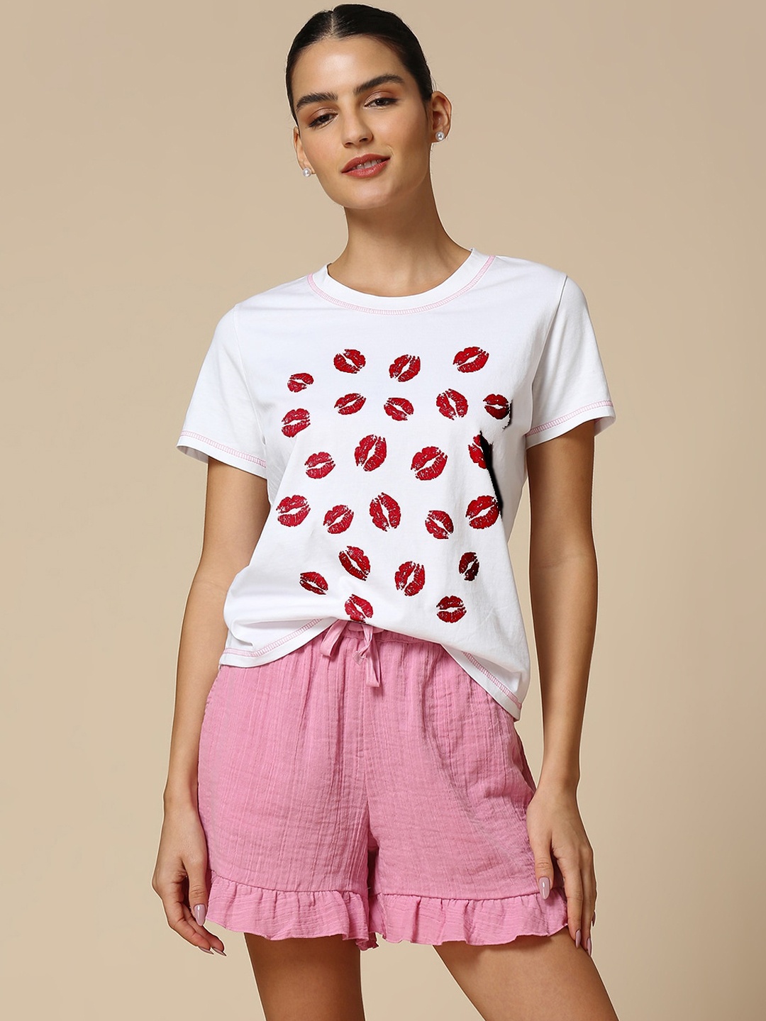 

Chemistry Conversational Printed Crepe Pure Cotton T-shirt & Shorts, White
