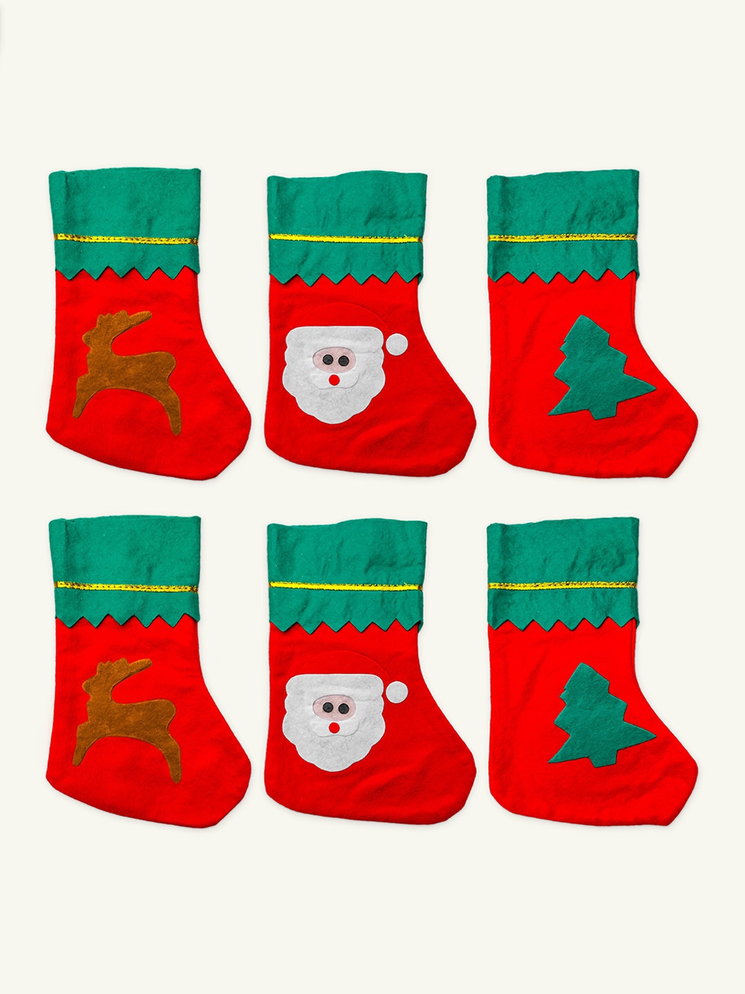 Special You Red & Green 6 Pieces Textured Christmas Decors
