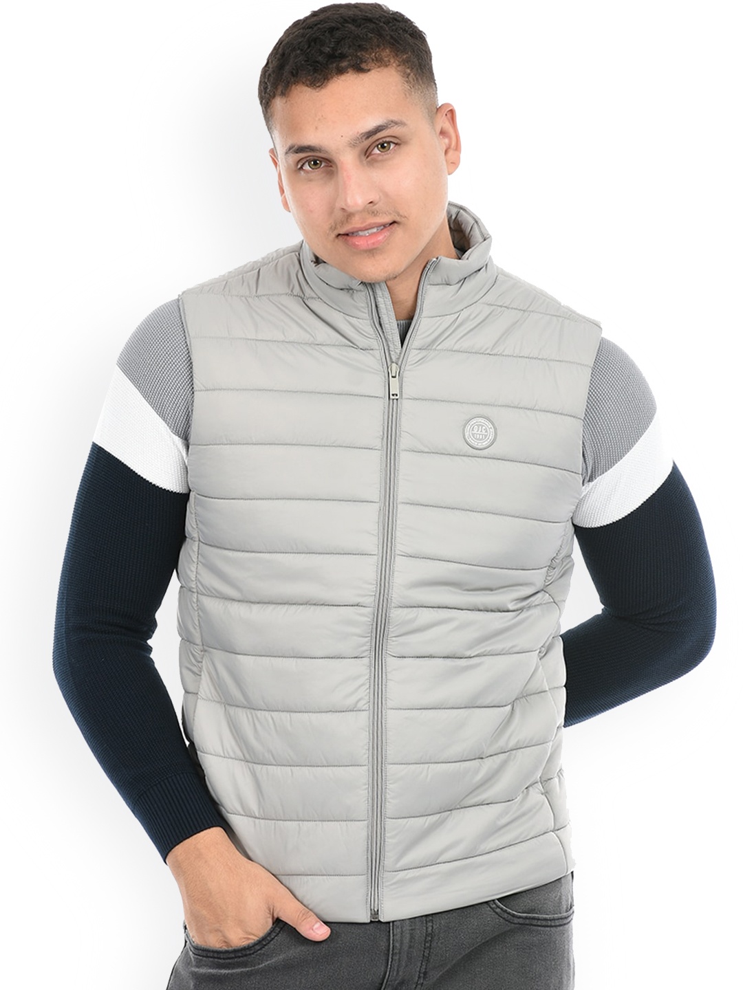

Octave Mock Collar Sleeveless Puffer Jacket, Grey
