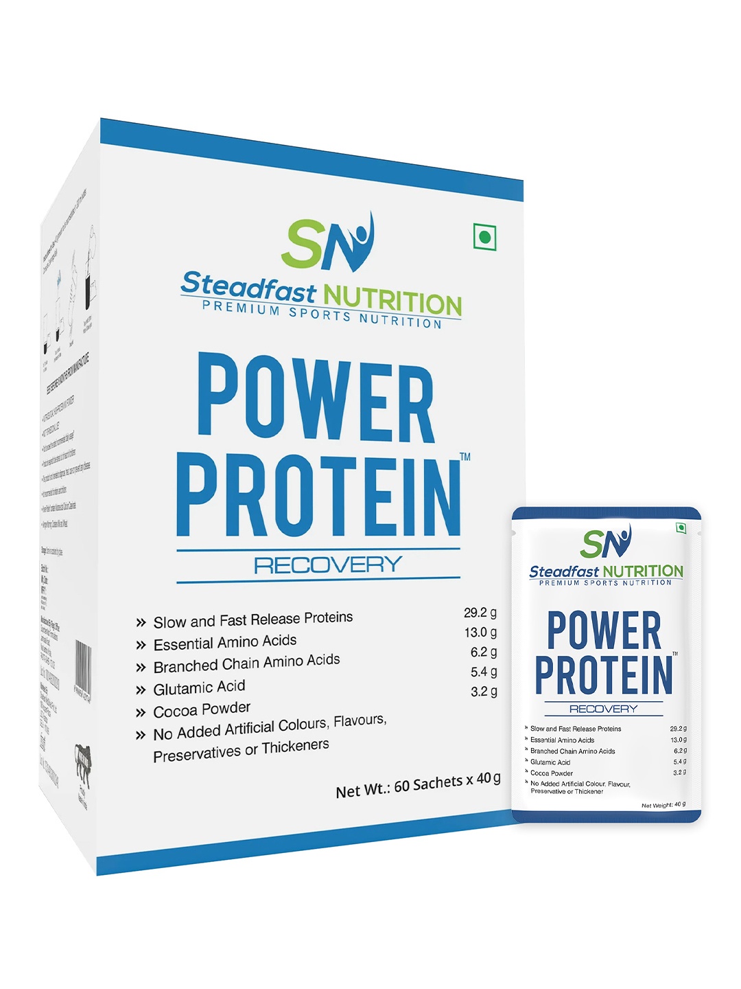 

Power Protein Glutamine and Essential Amino Acids Natural Cocoa 60 Sachets 2400g, White