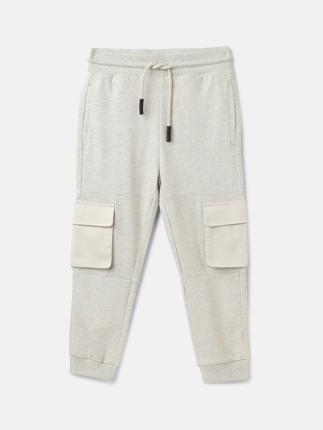 

United Colors of Benetton Boys Mid-Rise Pure Cotton Joggers, Grey