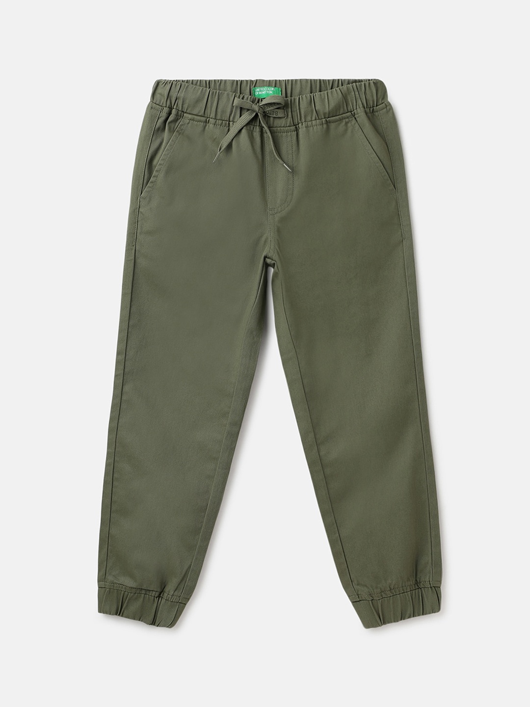 

United Colors of Benetton Boys Mid-Rise Pure Cotton Joggers, Green