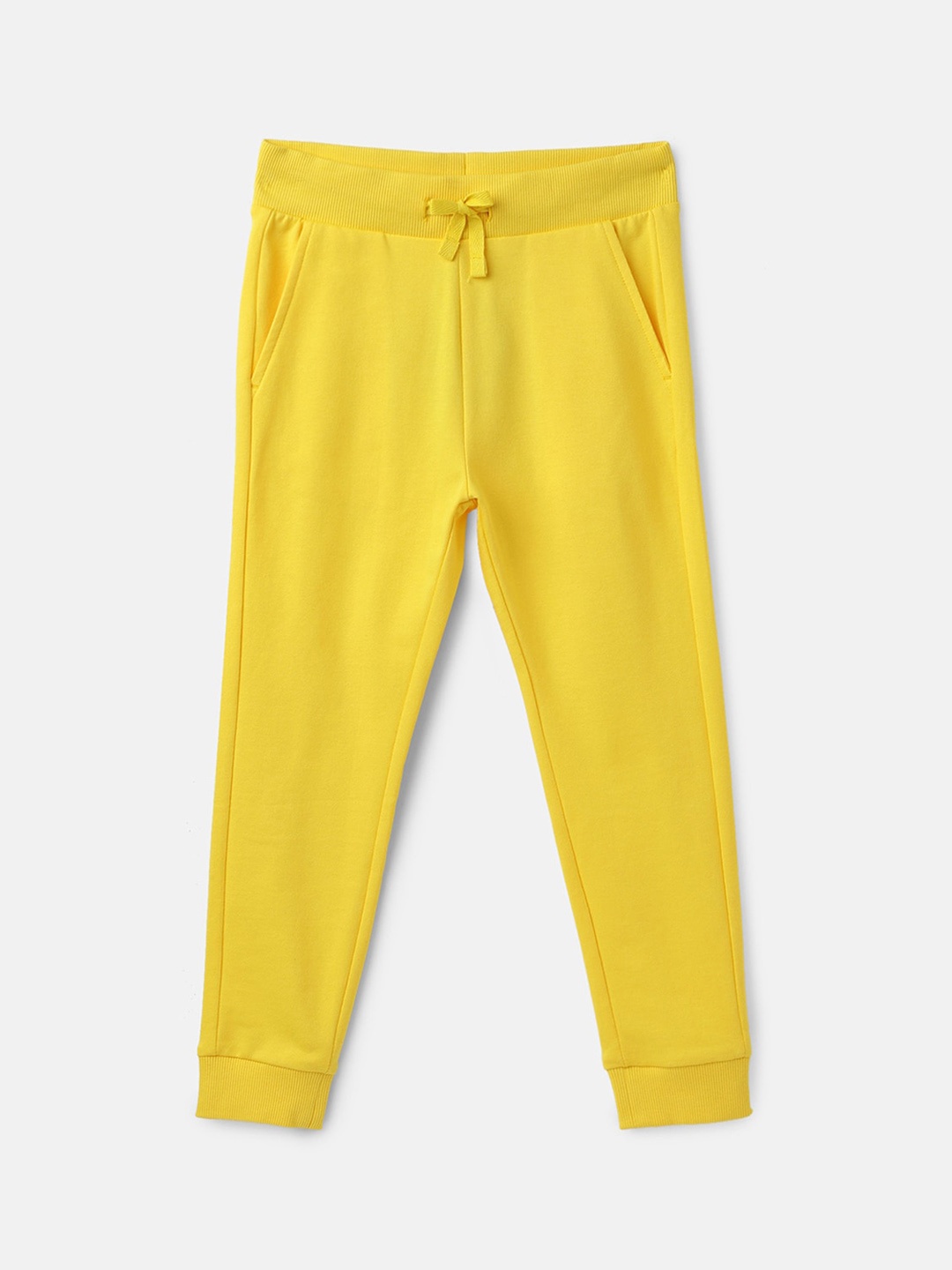 

United Colors of Benetton Boys Mid-Rise Pure Cotton Joggers, Yellow