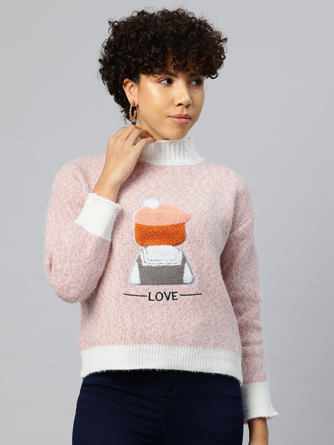 

Pierre Carlo Pullover with Embroidered Detail, Pink