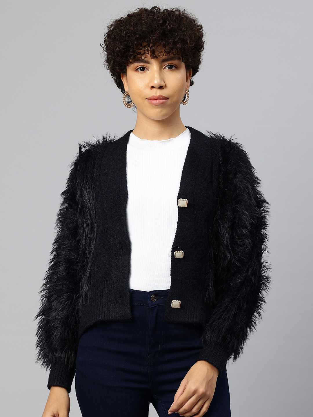 

Pierre Carlo Boucle Cardigan, Black