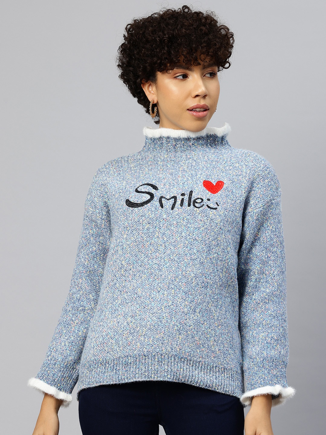 

Pierre Carlo Pullover with Embroidered Detail, Blue
