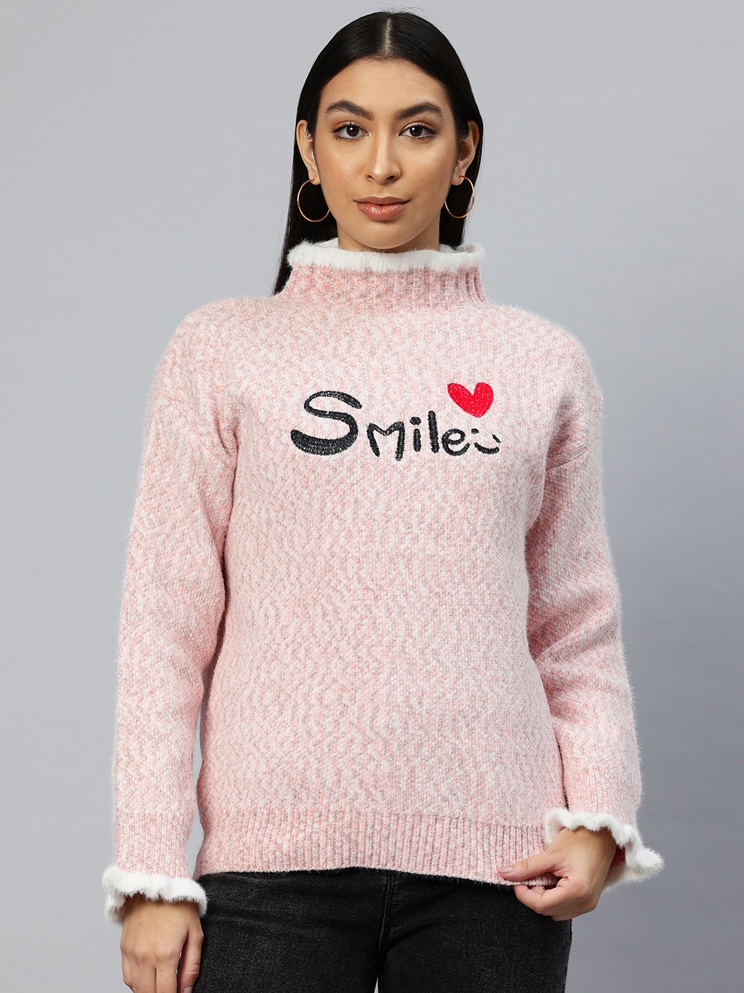 

Pierre Carlo Pullover with Embroidered Detail, Peach