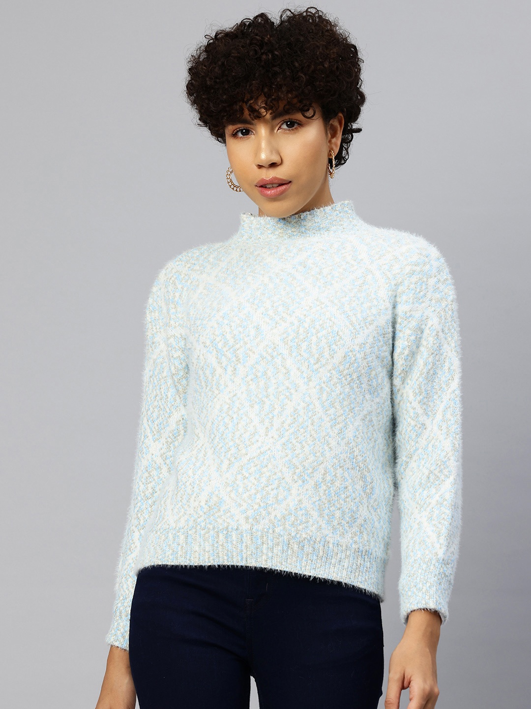 

Pierre Carlo Self Design Geometric Pullover, Blue