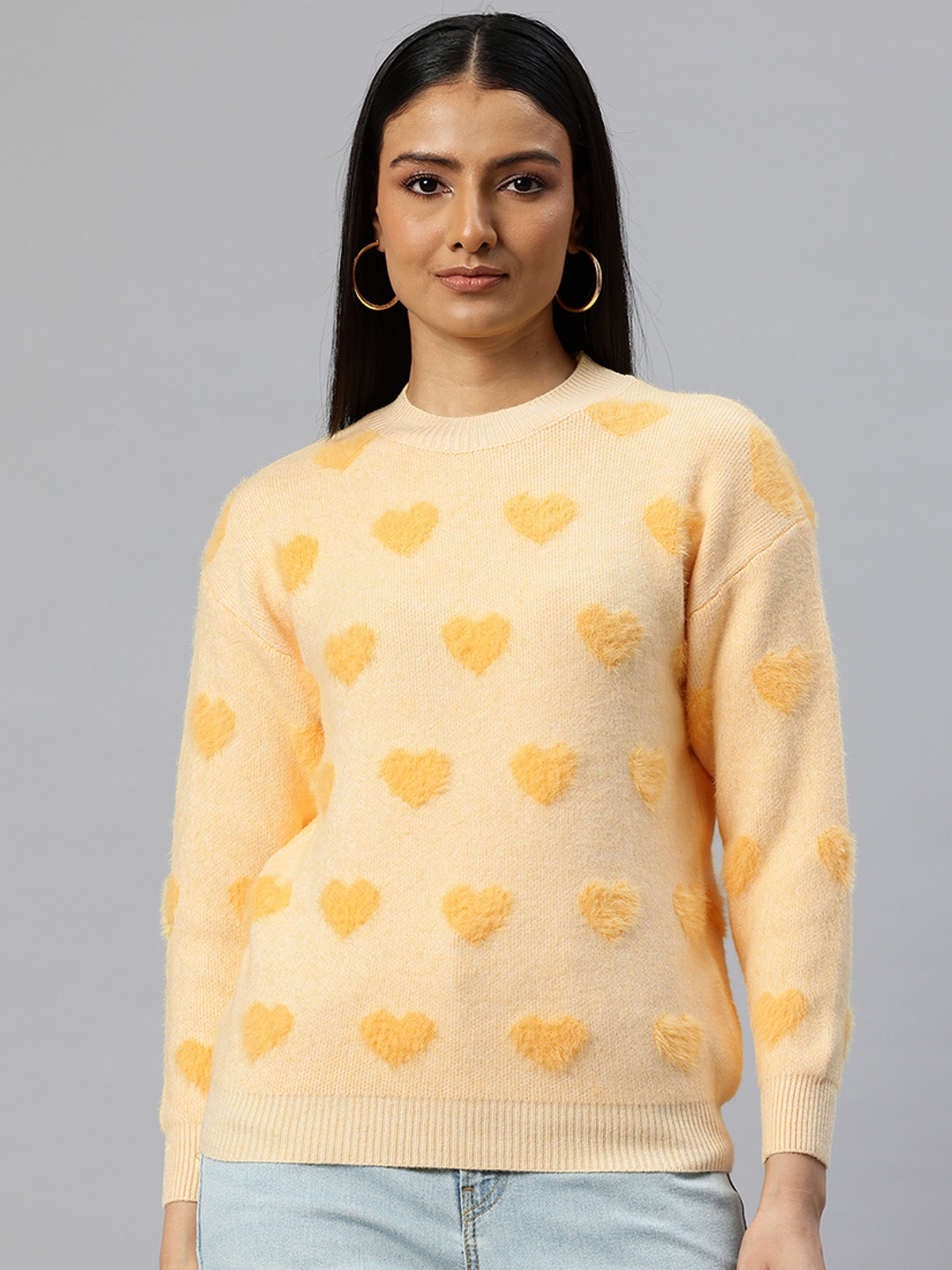 

Pierre Carlo Conversational Self Design Pullover, Yellow