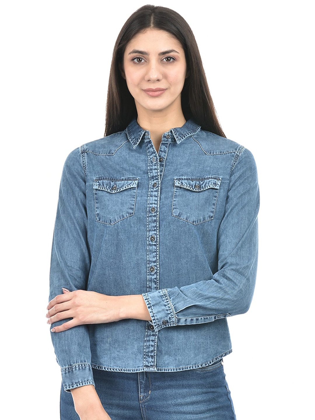 

Numero Uno Opaque Denim Casual Shirt, Blue