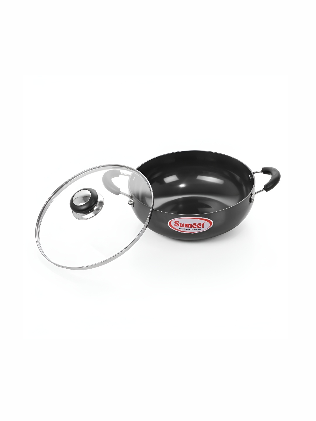 

Sumeet Black Aluminium Kadhai With Glass Lid 1.5L