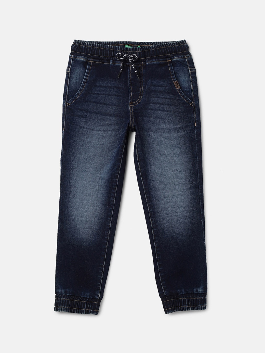 

United Colors of Benetton Boys Mid-Rise Jogger Fit Heavy Fade Jeans, Blue