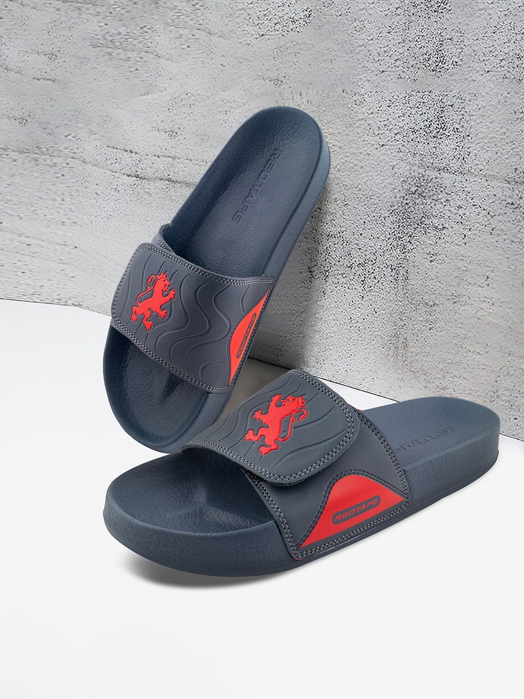 

Red Tape Men Printed Rubber Sliders, Grey
