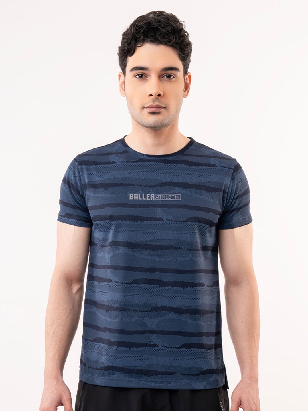 

Baller Athletik Warrior Tee Striped Round Neck T-shirt, Navy blue