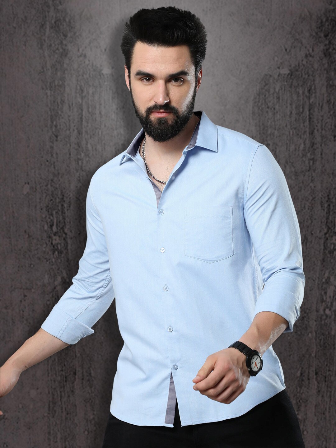 

1 Stop Fashion Standard Slim Fit Cotton Casual Shirt, Blue