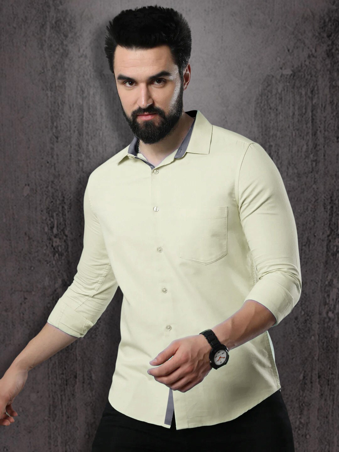 

1 Stop Fashion Men Standard Cotton Casual Shirt, Yellow