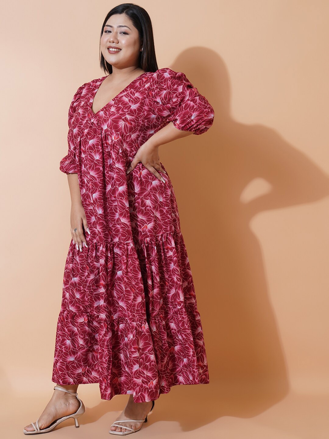 

U&F Beyond Floral Print Crepe Maxi Dress, Pink