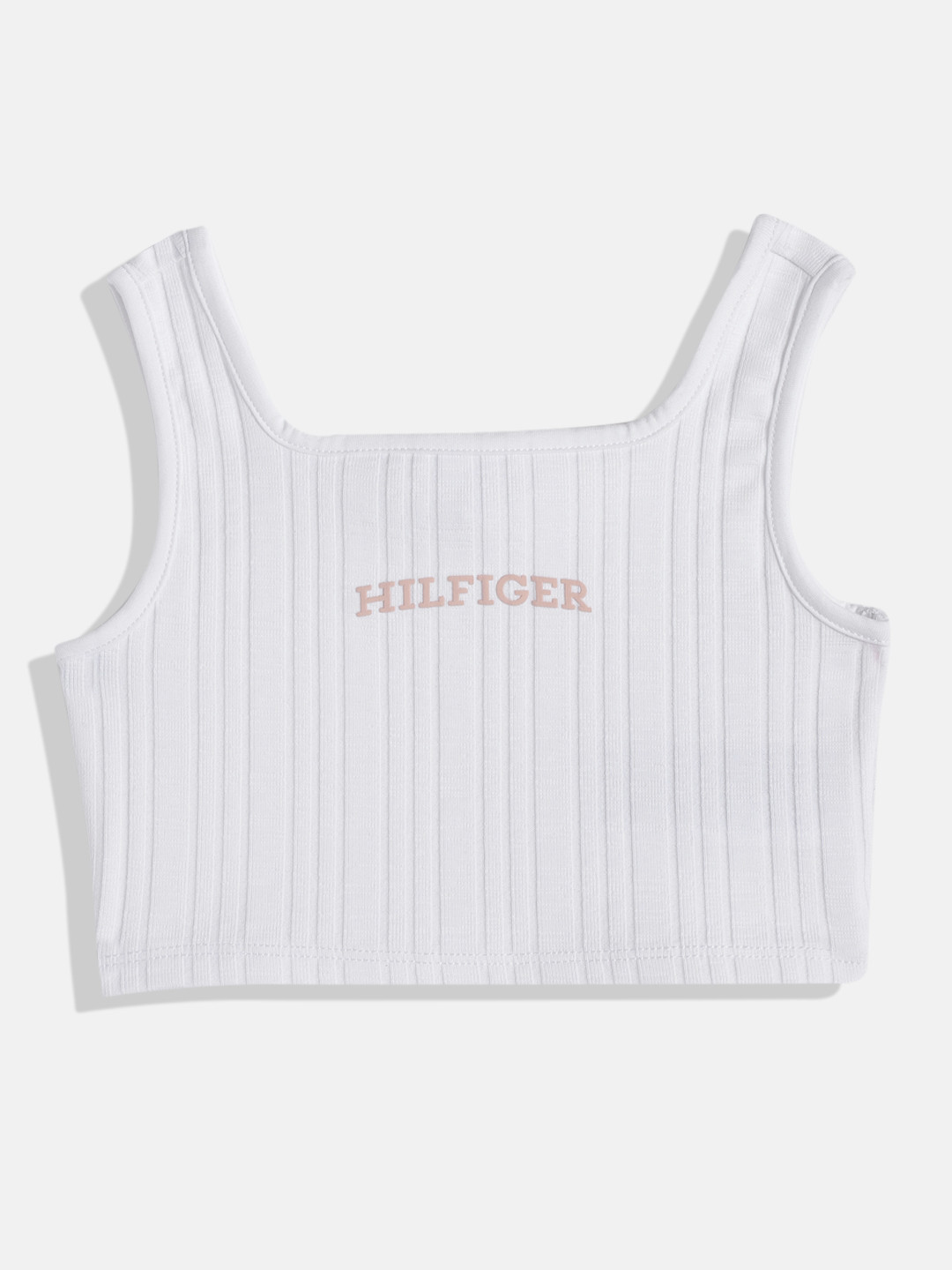

Tommy Hilfiger Girls Self Striped Crop Top, White