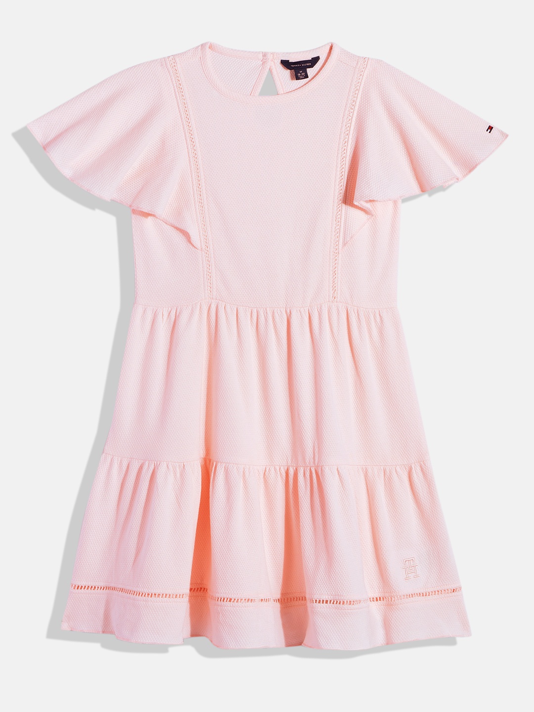 

Tommy Hilfiger Flutter Sleeve Pure Cotton Fit & Flare Dress, Pink