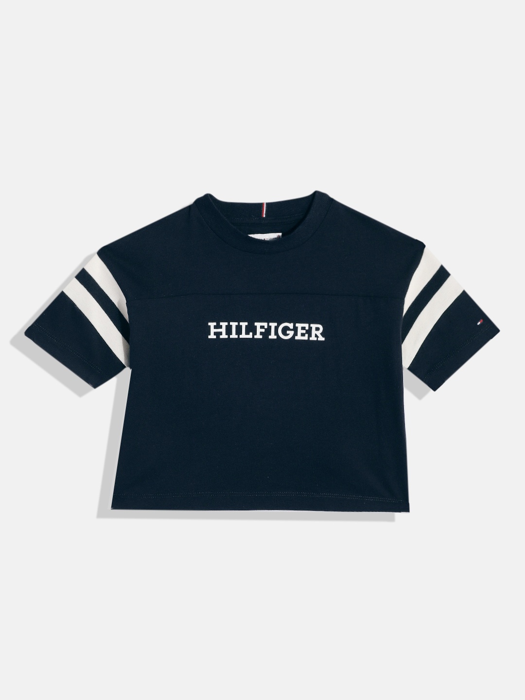 

Tommy Hilfiger Girls Brand Logo Print Pure Cotton T-shirt, Navy blue