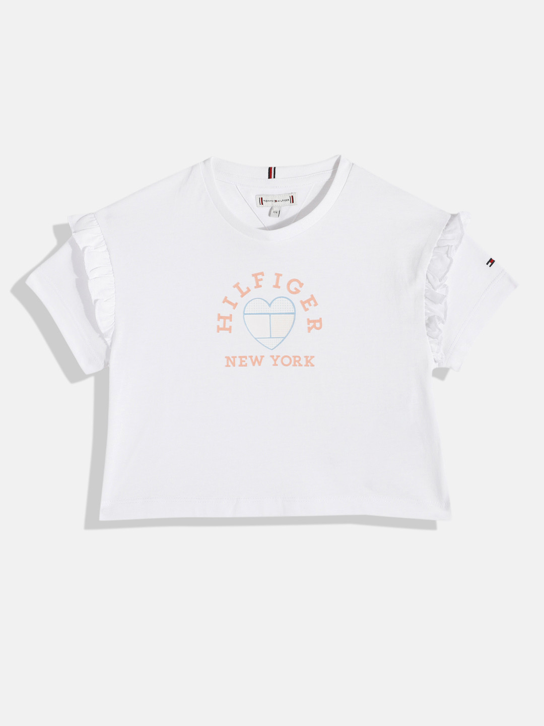 

Tommy Hilfiger Girls Brand Logo Printed Pure Cotton T-shirt, White